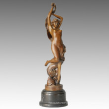 Bailarina escultura de bronce chica desnuda talla de latón estatua TPE-077